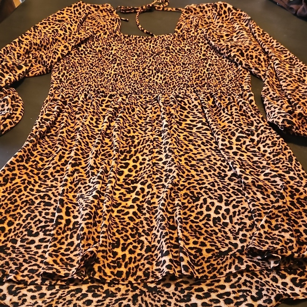 Leopard Print Dress- Black and Brown - Picture 2 of 5